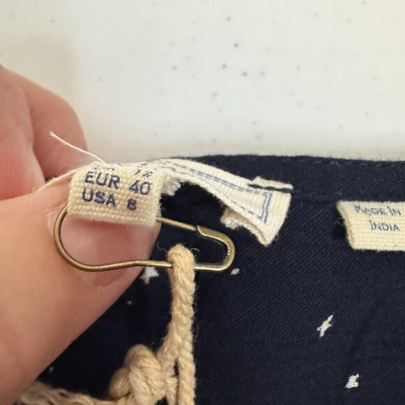 Fat Face Calla Lunar Sky Dress Women's US Size 8 Navy Blue Star Print Tie Belted - Picture 9 of 15